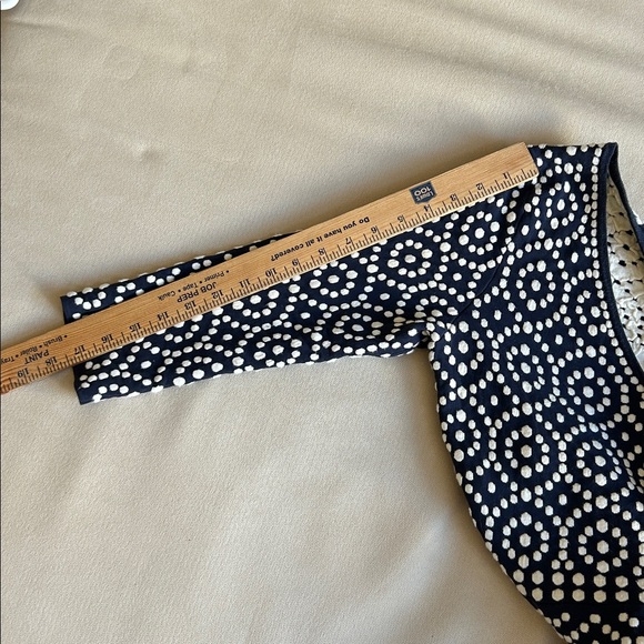 Boden Annabel Knit A Line Fit  Flare Polka‎ Dot Dress 3/4 Sleeve V-Neck Size 8 R - Picture 13 of 13